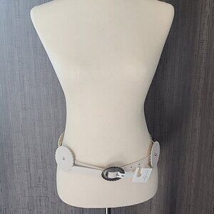 Jessica Simpson Cream Faux Leather Concho Belt